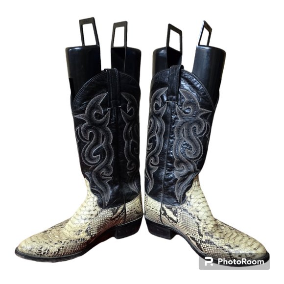 Men's Vintage Dan Post Python Cowboy Boots - Picture 2 of 6